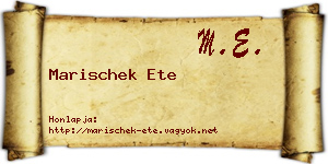 Marischek Ete névjegykártya
